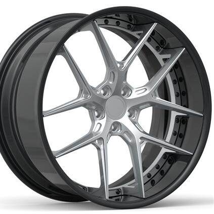 Aftermarket Custom Forged 2 Piece Wheel Golden Silver Black Center Barrel