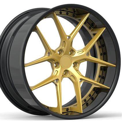 Aftermarket Custom Forged 2 Piece Wheel Golden Silver Black Center Barrel