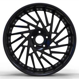 Custom 2 Piece Rim Deep Dish Forged Wheels Bright Black Alloy 6061