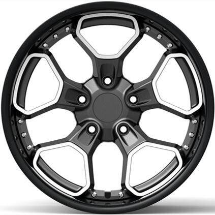 Aftermarket Forged 2 Piece Wheel Black Machine Face Center Black Barrel