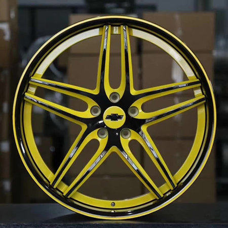 Aftermarket Chevrolet Camaro 2 piece wheel 20x12J Yellow Gun Metal Deep Dish