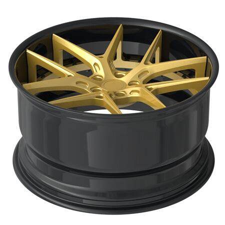 Aftermarket Custom Forged 2 Piece Wheel Golden Silver Black Center Barrel