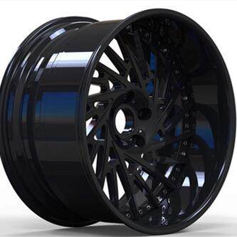Custom 2 Piece Rim Deep Dish Forged Wheels Bright Black Alloy 6061