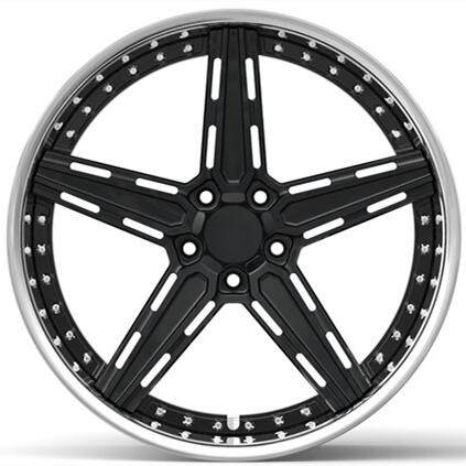 Aftermarket Forged 2 Piece Wheel Black Silver Center Black Or Polish Barrel