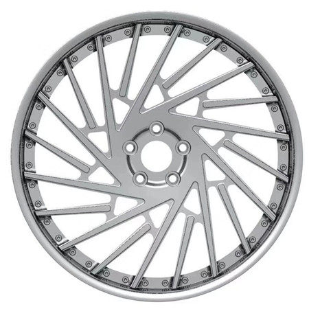 Aftermarket Custom Forged 2 Piece Wheel Silver Center Polish Barrel Deep Dish