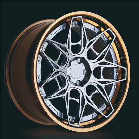 Aftermarket Custom Forged 2 Piece Wheel Gun Metal Center Bronze Barrel Step Lip