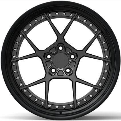 Aftermarket Deep Dish Forged 2 Piece Wheel Matte Black Center Black Barrel