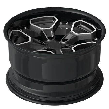 Aftermarket Forged 2 Piece Wheel Black Machine Face Center Black Barrel