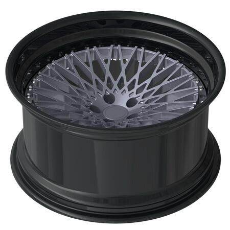 Aftermarket Deep Dish Forged 2 Piece Wheel Gun Metal Center Black Barrel