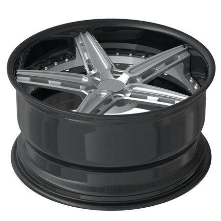 Aftermarket Forged 2 Piece Wheel Black Silver Center Black Or Polish Barrel