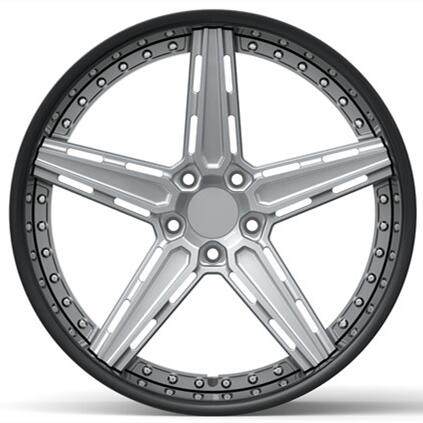 Aftermarket Forged 2 Piece Wheel Black Silver Center Black Or Polish Barrel
