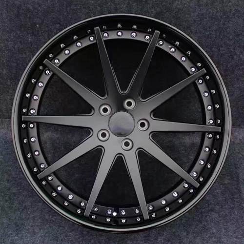 Matte Black Center Barrel Aftermarket Custom Forged 2 Piece Wheel