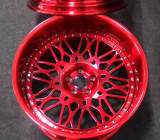 20x14J Bright Red Center Barrel Off-Road Rim Aftermarket Deep Dish Forged 2 Piece Wheel