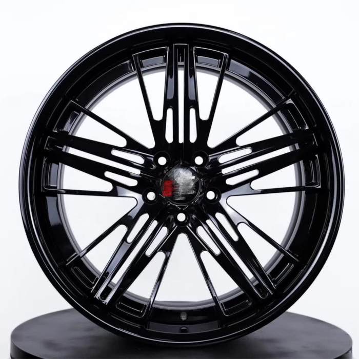 Bright Black Center And Barrel Aftermarket Deep Dish Forged 2 Piece Wheel