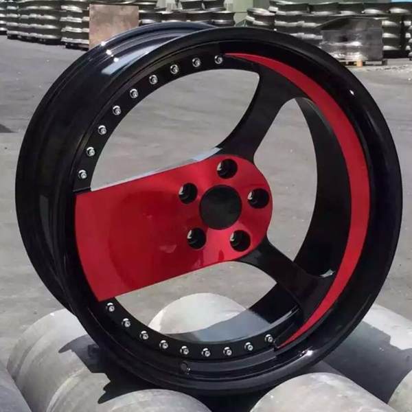 Like F Style 2 piece Wheel 19x9.5J 5x120 Bright Black And Red Center Black Barrel
