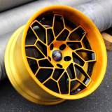 19x11J Golden Center Barrel Aftermarket Deep Dish Forged 2 Piece Wheel Staggered Spokes