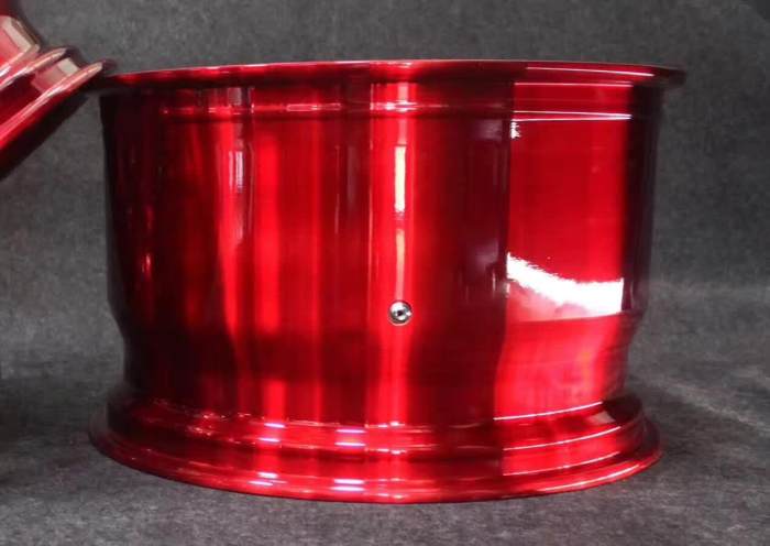 Bright Red Center Barrel Off-Road Rim Aftermarket Deep Dish Forged 2 Piece Wheel