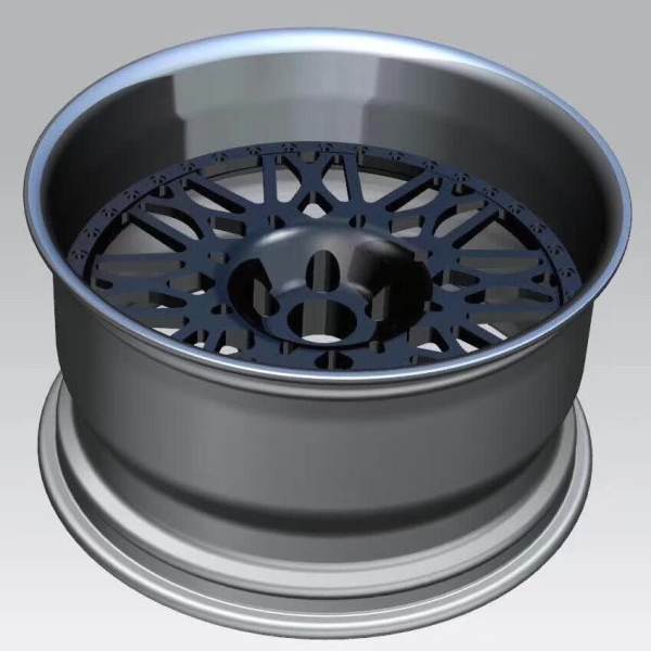 Bright Red Center Barrel Off-Road Rim Aftermarket Deep Dish Forged 2 Piece Wheel