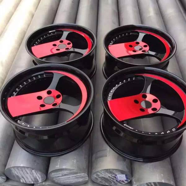 Like F Style 2 piece Wheel 19x9.5J 5x120 Bright Black And Red Center Black Barrel