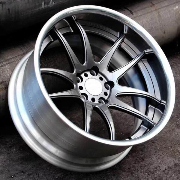 Gunmetal Center Polish Barrel Aftermarket Deep Dish Forged 2 Piece Wheel