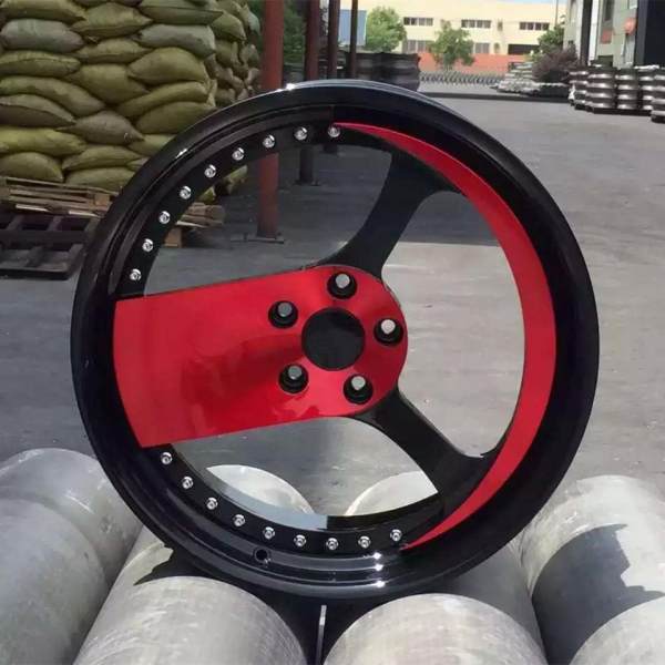 Like F Style 2 piece Wheel 19x9.5J 5x120 Bright Black And Red Center Black Barrel