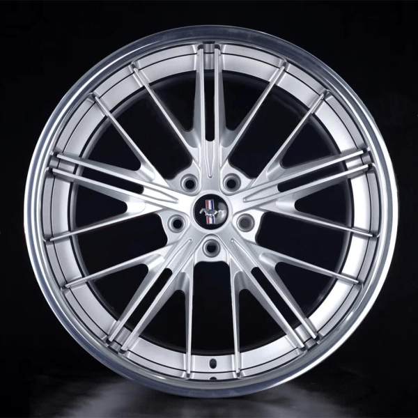 Aftermarket Ford Mustang 19x9J 5x114.3 Wheel Bright Silver Center 2-Piece Polish Rim