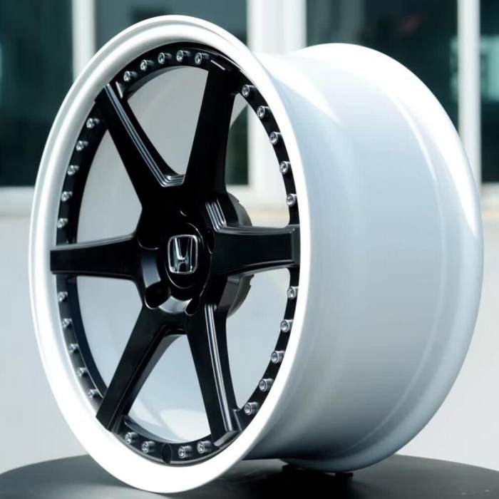 Honda Civic Type R 20x9J 5X120 Matte Black Center White Barrel Forged 2 Piece Wheel