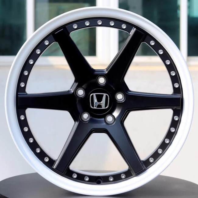 Honda Civic Type R 20x9J 5X120 Matte Black Center White Barrel Forged 2 Piece Wheel