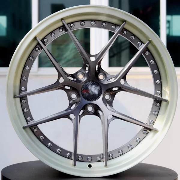 Gunmetal Center Brush Barrel Step Lip Aftermarket Custom Forged 2 Piece Wheel