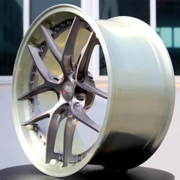 Gunmetal Center Brush Barrel Step Lip Aftermarket Custom Forged 2 Piece Wheel