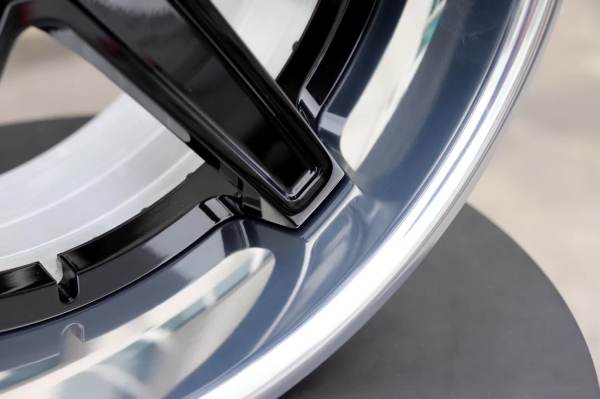 Bright Black Center Barrel Aftermarket Deep Dish Forged 2 Piece Wheel