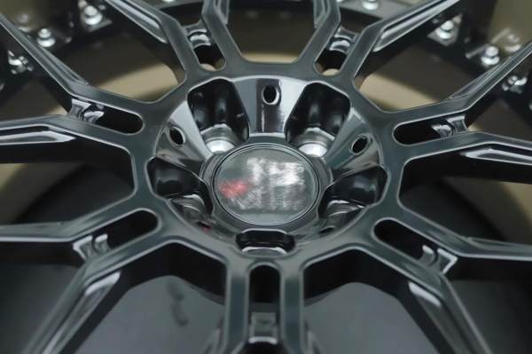 Bright Black Center Gray Barrel Aftermarket Custom Forged 2 Piece Wheel