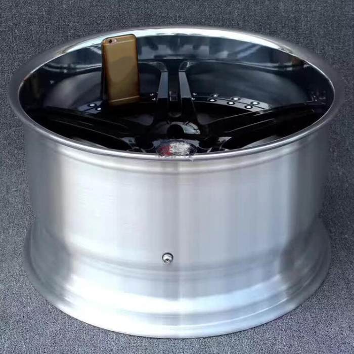 Bright Black Center Polish Barrel Soft Lip Deep Dish Forged 2 Piece Wheel
