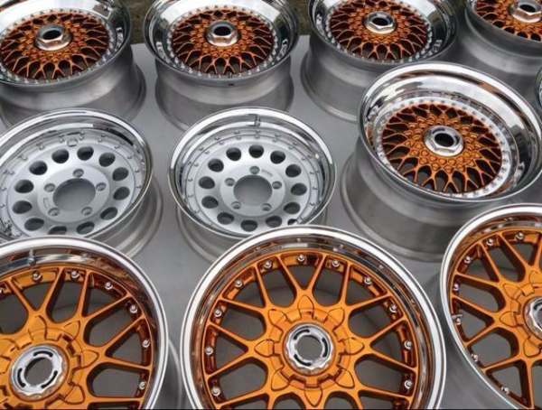 For BBS RS Slant Lip Style 3 piece wheel 17x9J Bright Black Or Golden Center Polish Rim