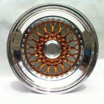 Like BBS Slant Lip Style 3 piece wheel 17x9J Bright Black Or Golden Center Polish Rim