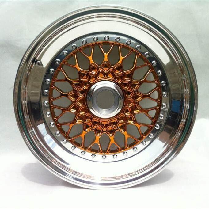 For BBS RS Slant Lip Style 3 piece wheel 17x9J Bright Black Or Golden Center Polish Rim