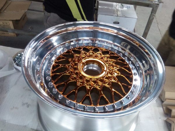 For BBS RS Slant Lip Style 3 piece wheel 17x9J Bright Black Or Golden Center Polish Rim