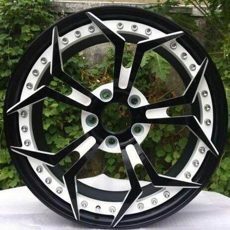 Aftermarket Custom Forged 3-piece wheels 19x8.5J Black White Center Black Rim