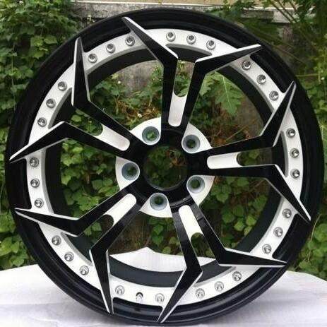 Aftermarket Custom Forged 3-piece wheels Black White Center Black Rim