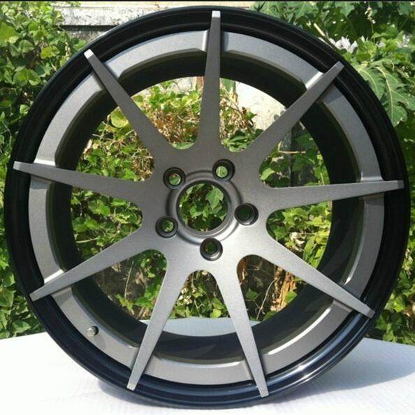 Aftermarket Custom Forged 3-piece wheels 19x9J Gun Metal Center Black Rim