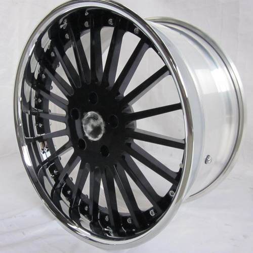 Aftermarket Custom Forged 3-piece wheels 20x10J Bright Black Center Polish Rim