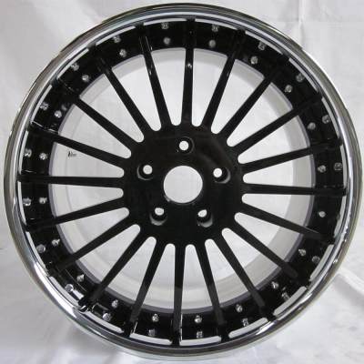 Aftermarket Custom Forged 3-piece wheels Bright Black Center Polish Rim