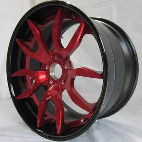 Aftermarket Custom Forged 3-piece wheels Red Center Black Rim