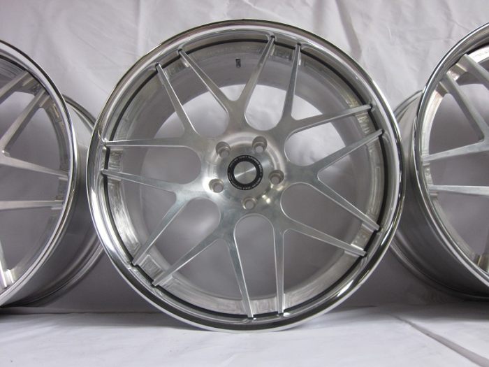 Aftermarket Custom Forged 3-piece wheels Blue Silver Center Polish Rim