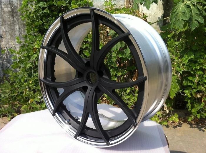 Aftermarket Custom Forged 3-piece wheels Matte Black Center Polish Rim