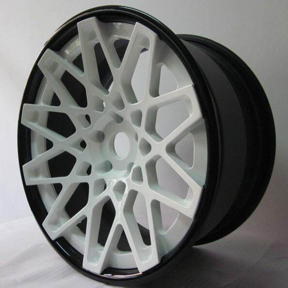 Aftermarket Custom Forged 3-piece wheels White Center Black Rim