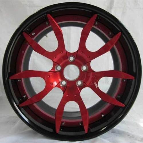 Aftermarket Custom Forged 3-piece wheels Red Center Black Rim