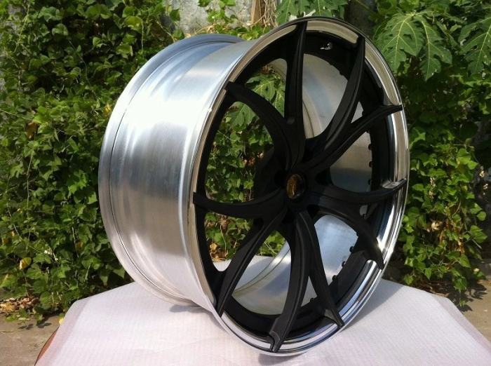 Aftermarket Custom Forged 3-piece wheels Matte Black Center Polish Rim