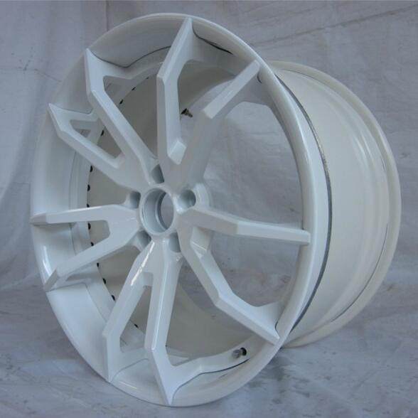 Aftermarket Custom Forged 3-piece wheels 20x10.5J Silver White Center Polish Rim