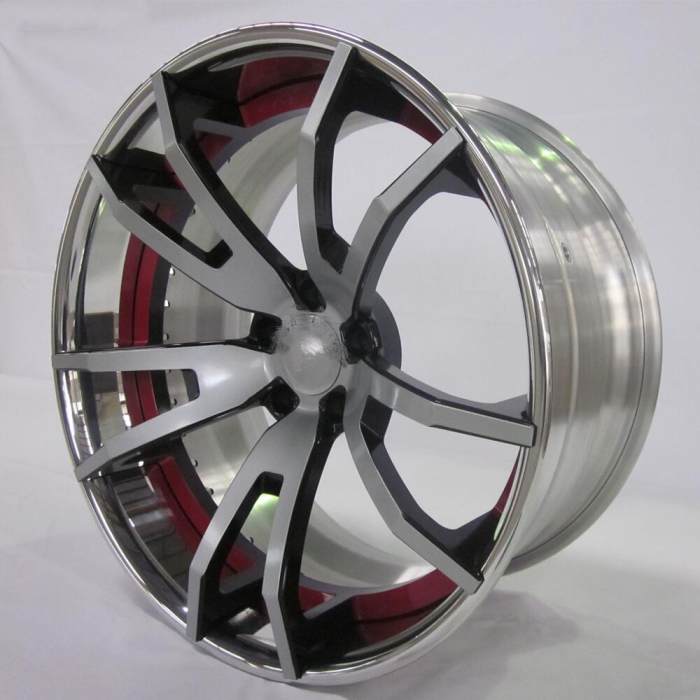Aftermarket Custom Forged 3-piece wheels 20x10.5J Silver White Center Polish Rim